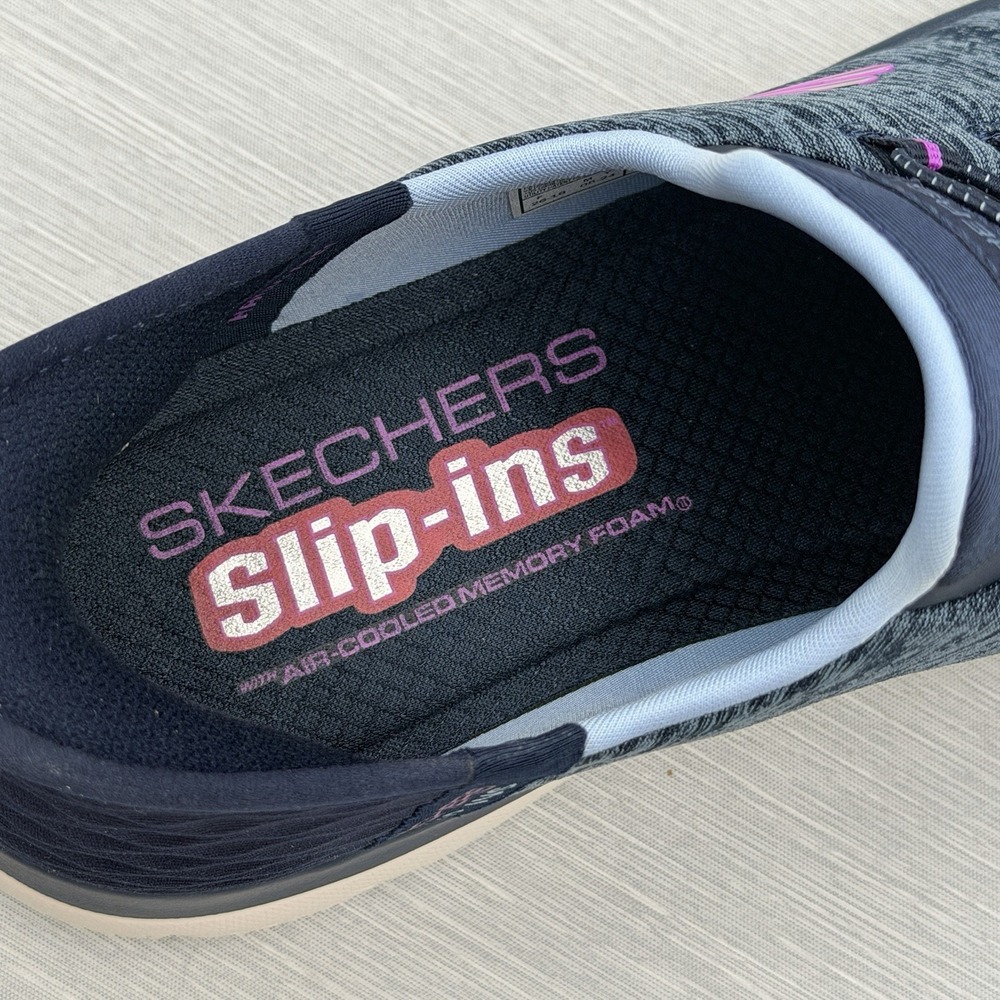 Skechers Women's 9 Sneakers Blue Slip Ins Hands Free Summits Comfort 149937 - Picture 13 of 15